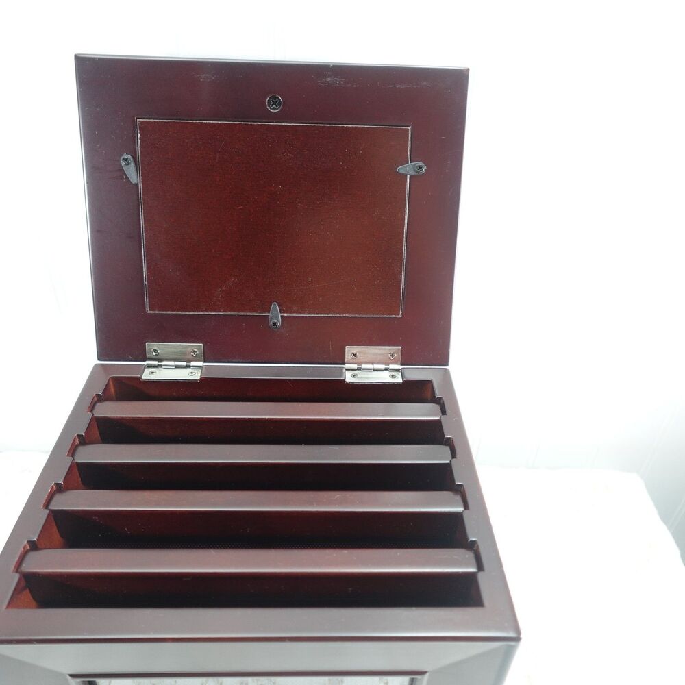Bombay Company Wood Photo Box Organizer Dark Brown Mahogany Storage Holds - Picture 8 of 15